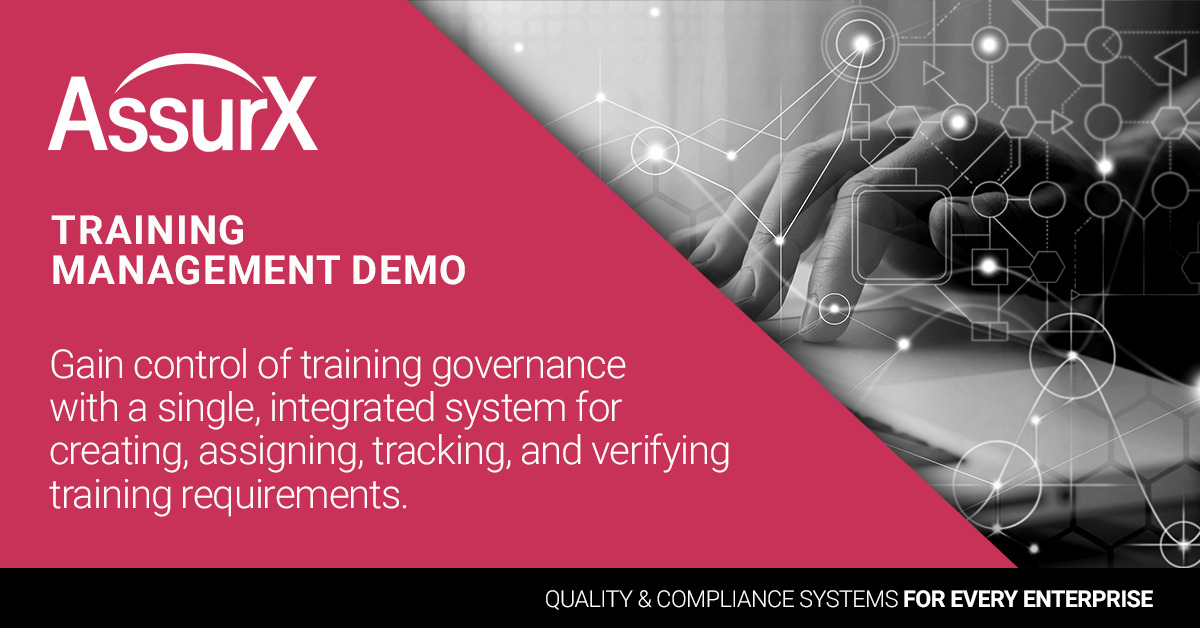AssurX Training Management Software helps you gain control of training governance in your organization