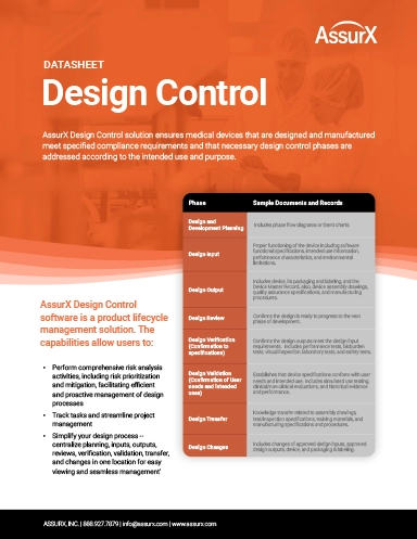 AssurX Design Control Software Brochure