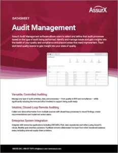 AssurX Audit Management Datasheet