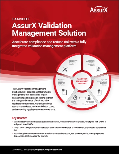 AssurX Validation Management Solution