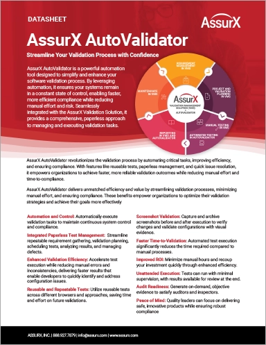 AssurX AutoValidator Software