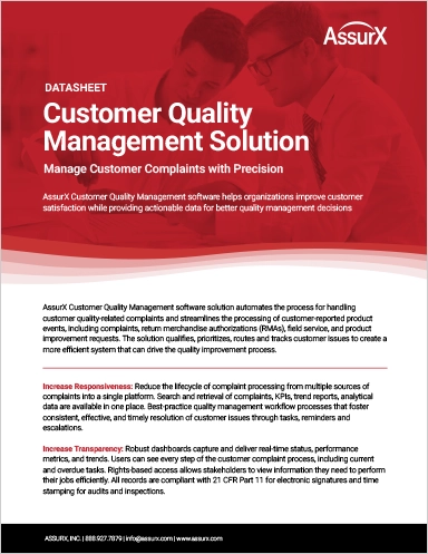 AssurX Customer Quality Management Solution